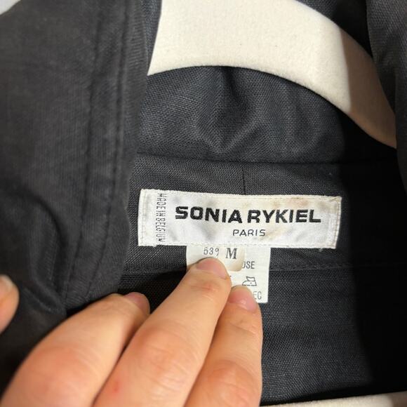 Sonia Rykiel Paris Linen Blend Trench Coat Black - Picture 3 of 11